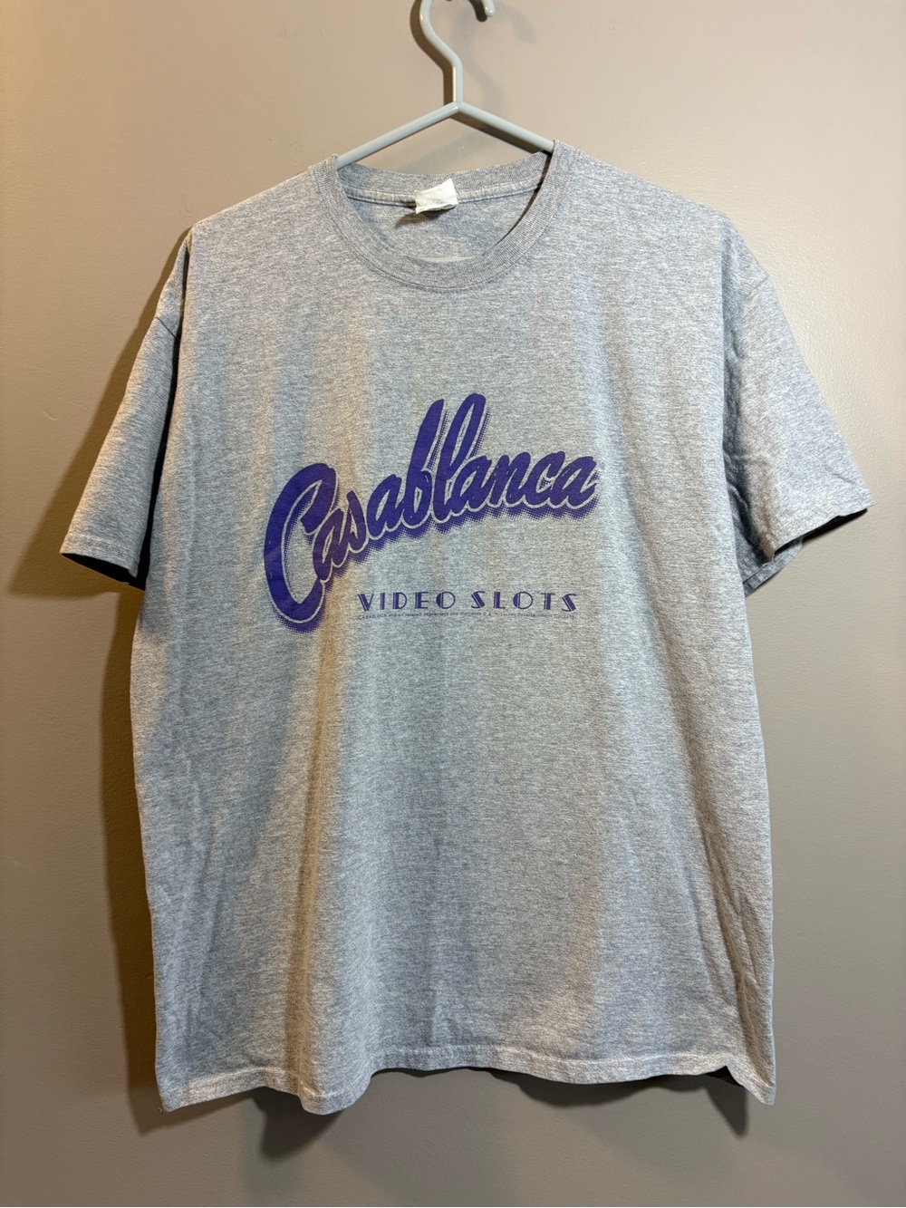 Casablanca Video Slots Logo Tee - Gray with Purple Print